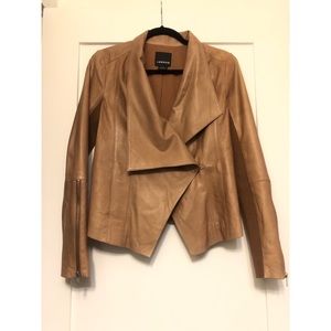 Trouvé (Trouve) genuine leather drape front jacket, size S small. PERFECT cond!